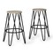 Simpli Home Simeon 26 inch Metal Counter Height Stool with Wood Seat (Set of 2)